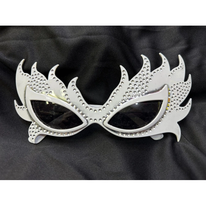 Taşlı Göz Kamaştıran Gecenin Yıldızı Beyaz Parti Alev Gözlük