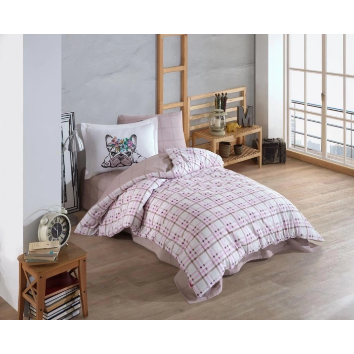 Tek Kişilik Poplin Nev Takımı Monart Pembe