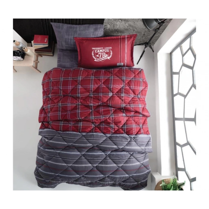 Tek Kişilik Ranforce Genç Desen Uyku Seti Campus v1 Bordo