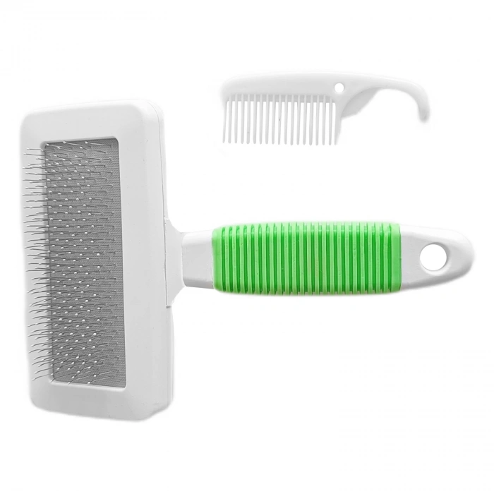 Temizleme Aparatlı Kedi Köpek Tarağı 9.5 cm-14 cm Medium Yeşil