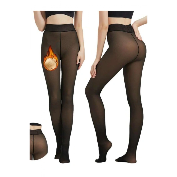 TERMAL PELUŞ SİYAH KÜLOTLU ÇORAP PKC-581