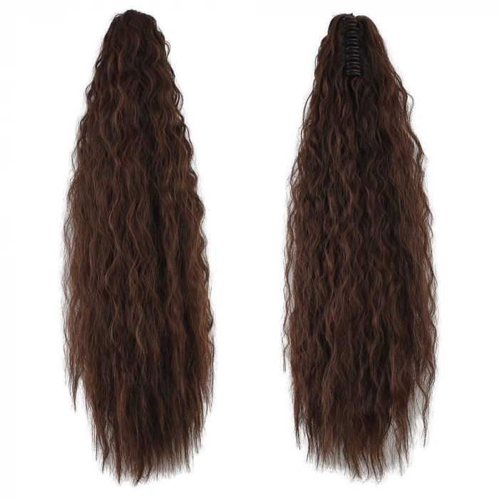 Tokalı Kabarık Dalgalı At Kuyruğu / Kahve Karamel