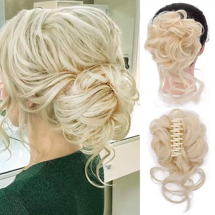 Tokalı Kuyruklu Dağınık Topuz  / Platin