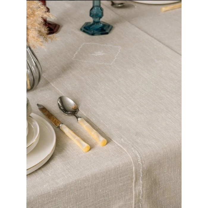 Toprak 8 Parça Keten Masa Örtüsü