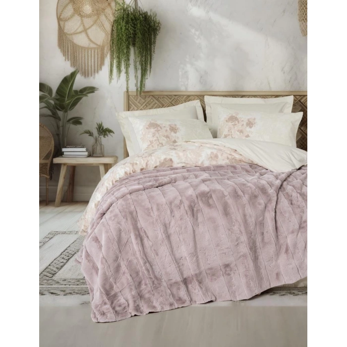 Trim Çift Kişilik Battaniyeli Nev Takımı Suave Pudra