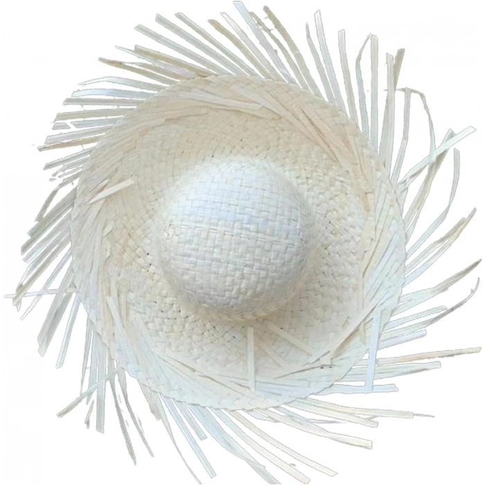 Tropikal Parti Beyaz Hasır Hawaii Şapkası 13x36 cm