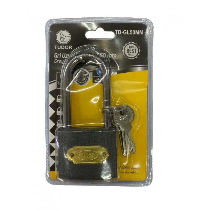 Tudor 50 mm Uzun Gri Asma Kilit