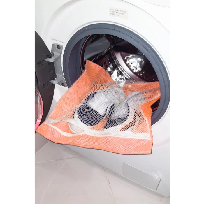 Tcu - Fermuarlı - Hassas Çamaşır Terlik  Ayakkabı Yıkama Filesi Büyük Boy