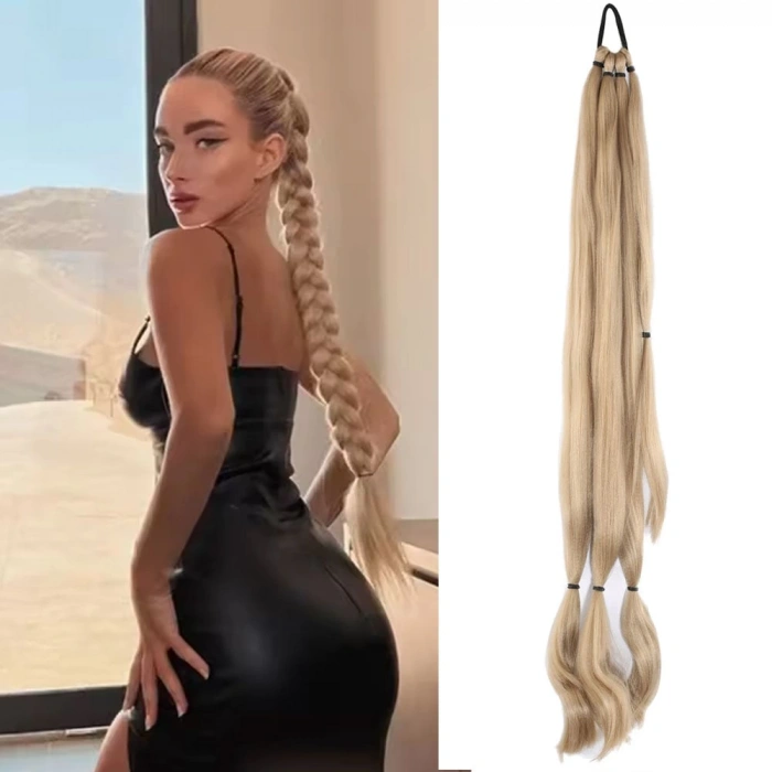 Üçlü Örgü Tokalı At Kuyruğu / Balköpüğü