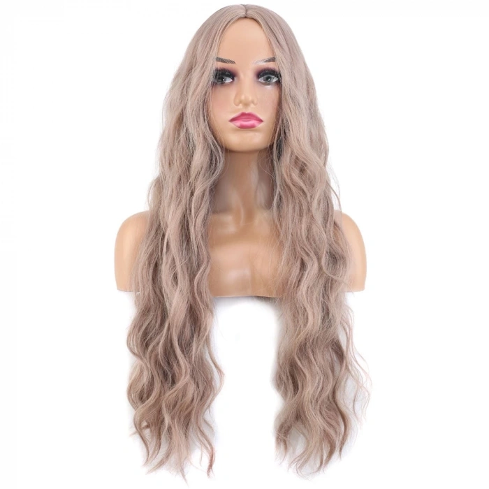 Uzun Su Dalgası Fiber Sentetik Peruk / Küllü Bebek Sarı