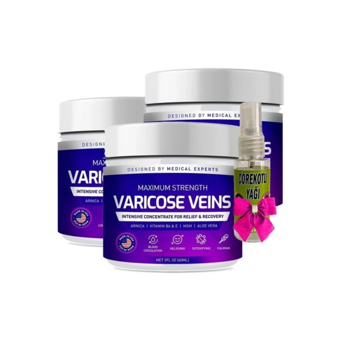 Varicose Veins Purple Bakım Kremi 100 ml x 3 adet + Çörek Otu Yağı 30 ml