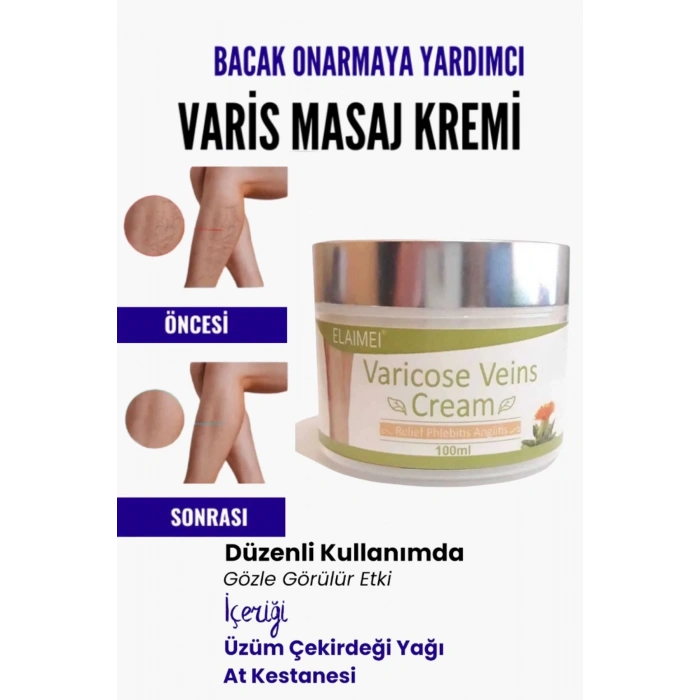 Var.is Bölgesi Için Bacak Onarmaya Yardımcı Ve Besleyici Varicose Masaj Kremi 100 ml