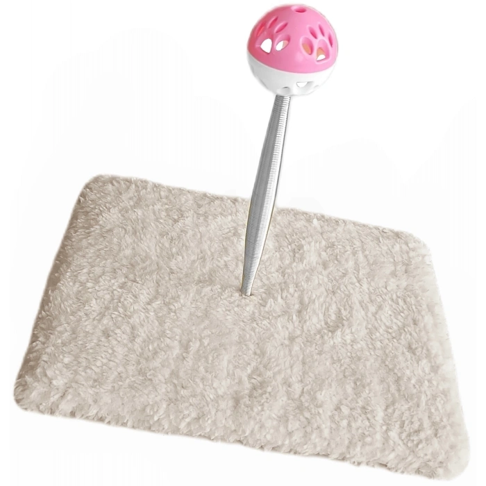 Yaylı Toplu Hacıyatmaz Kedi Aktivite Oyuncağı 16-20 cm Krem Rengi