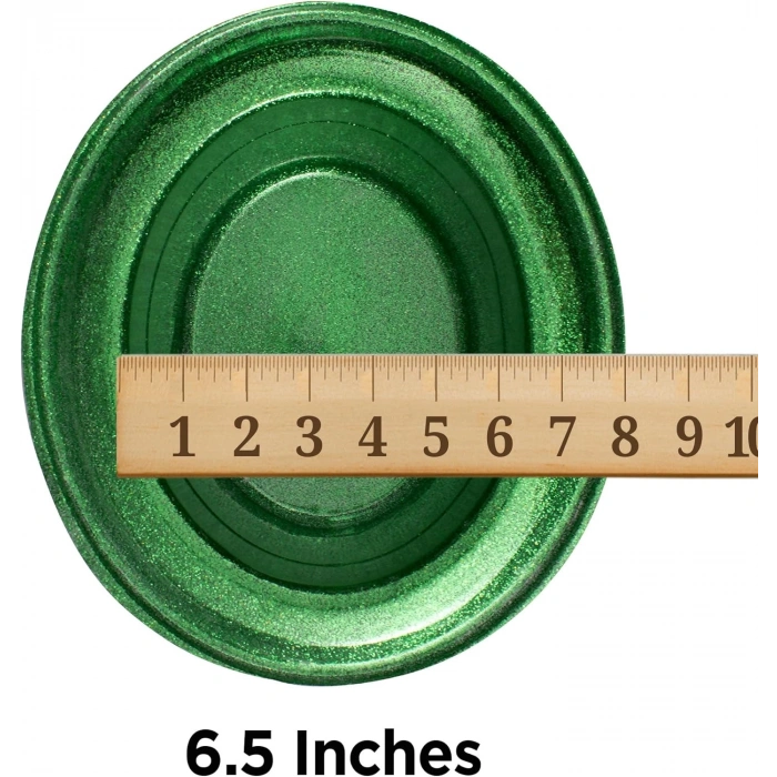 Yeşil Renk Parıltılı Simli Fötr Silindir Parti Şapkası