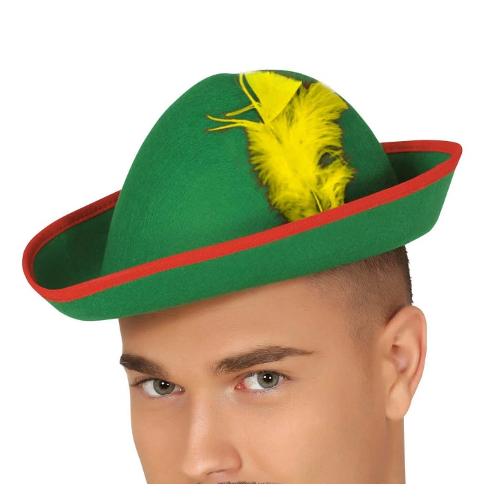 Yeşil Renk Robin Hood Şapkası Sarı Tüylü