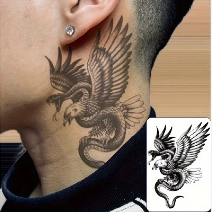 Yılanlı Kartal Geçici Dövme Şablonu