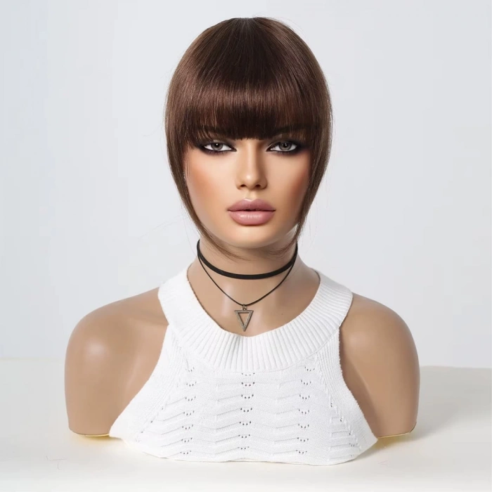 Yoğun Gerçek Saç Perçem / Kahverengi