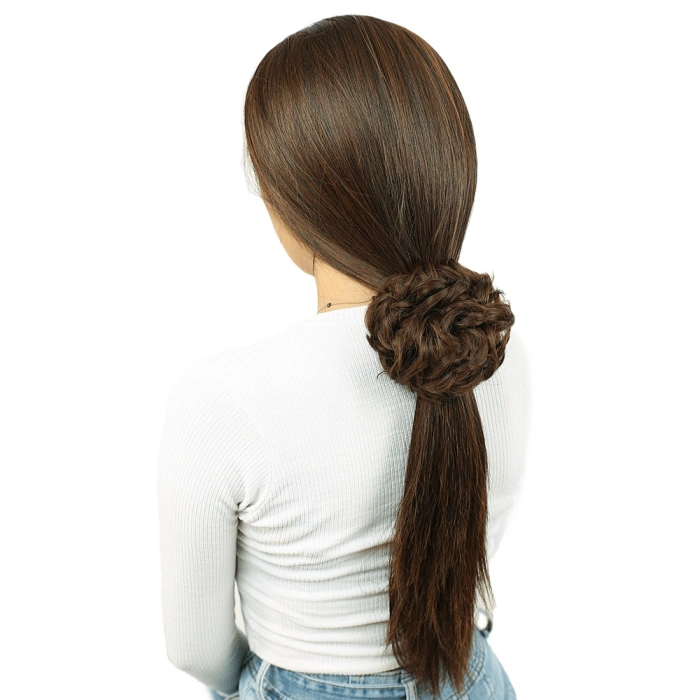 Yoğun Saçlı Lastikli Topuz Toka / Kahve Karamel