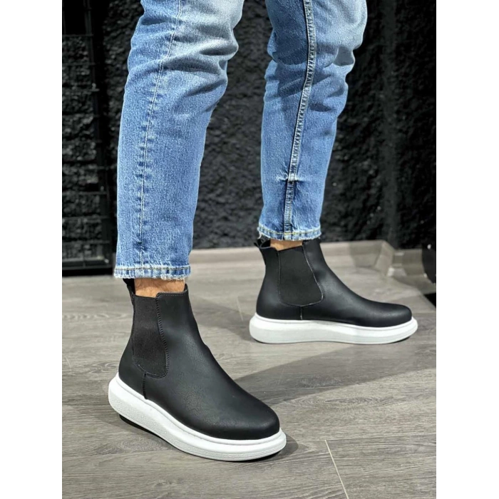 Yüksek Taban Ayakkabı  Siyah (Beyaz Taban)