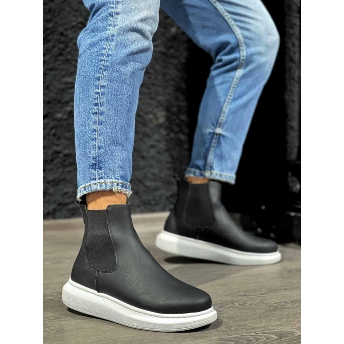 Yüksek Taban Ayakkabı  Siyah (Beyaz Taban)