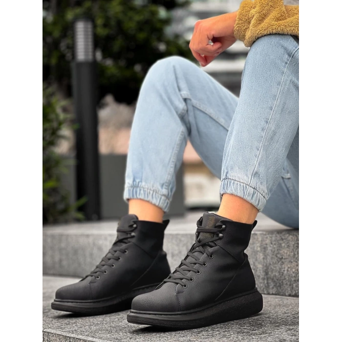 Yüksek Taban Ayakkabı  Siyah (Siyah Taban)