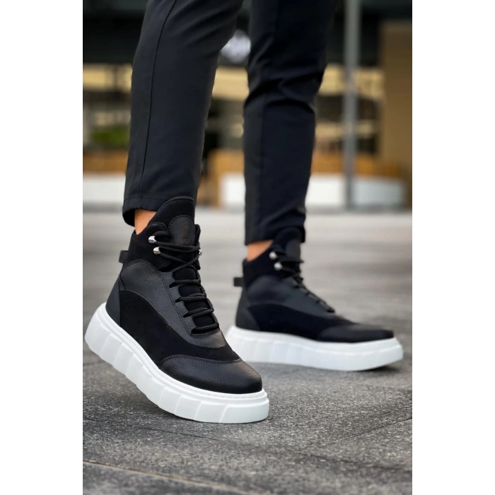 Yüksek Taban Bot  Siyah (Beyaz Taban)