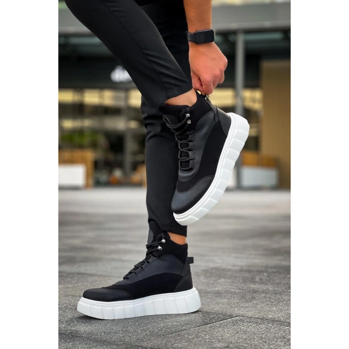 Yüksek Taban Bot  Siyah (Beyaz Taban)