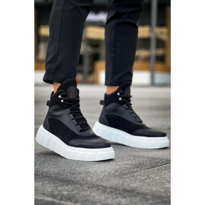 Yüksek Taban Bot  Siyah (Beyaz Taban)