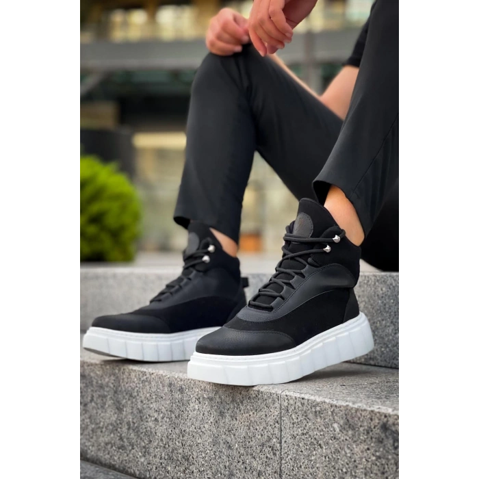 Yüksek Taban Bot  Siyah (Beyaz Taban)