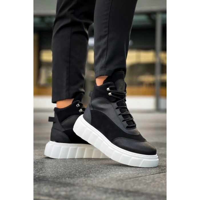 Yüksek Taban Bot  Siyah (Beyaz Taban)