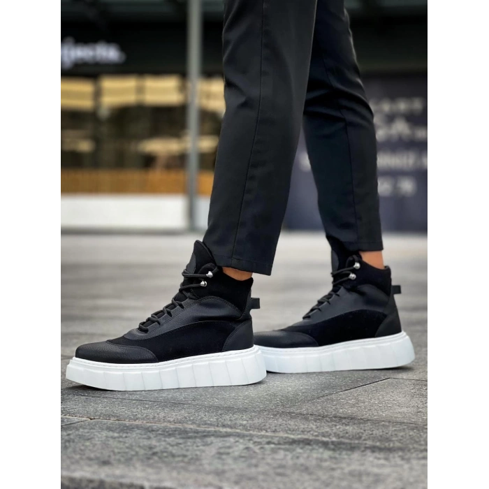 Yüksek Taban Bot  Siyah (Beyaz Taban)