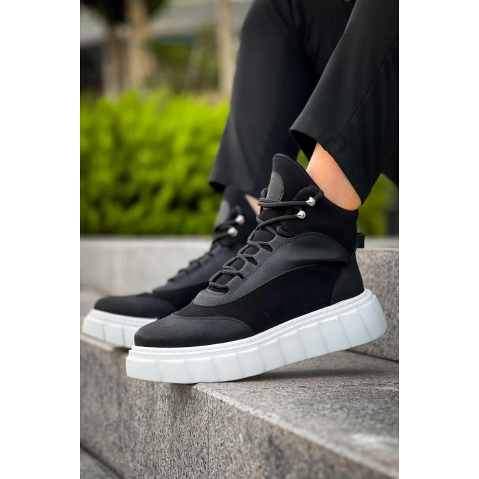 Yüksek Taban Bot  Siyah (Beyaz Taban)