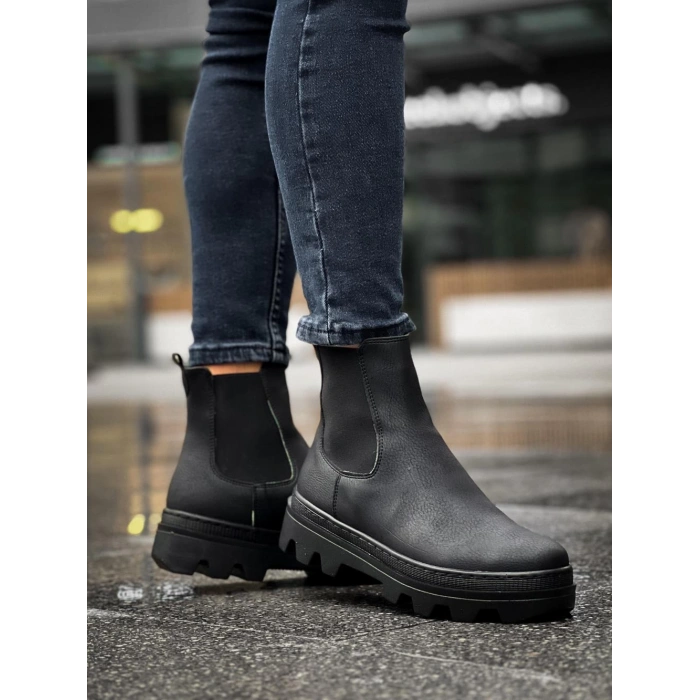 Yüksek Taban Chelsea Bot  Siyah (Siyah Taban)