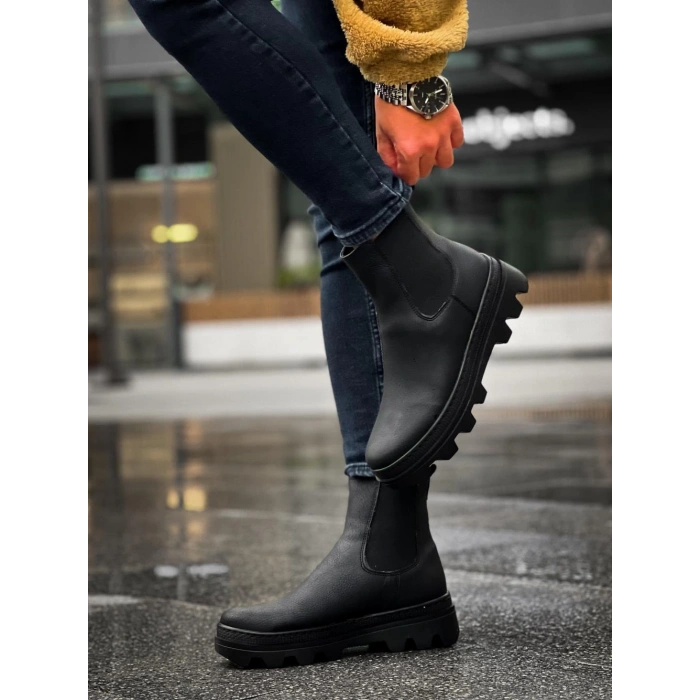 Yüksek Taban Chelsea Bot  Siyah (Siyah Taban)