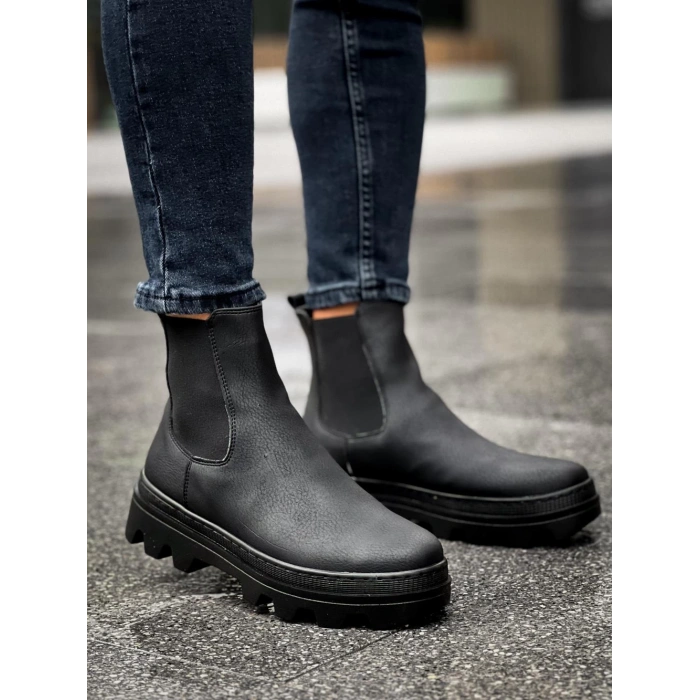 Yüksek Taban Chelsea Bot  Siyah (Siyah Taban)