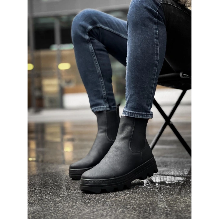 Yüksek Taban Chelsea Bot  Siyah (Siyah Taban)