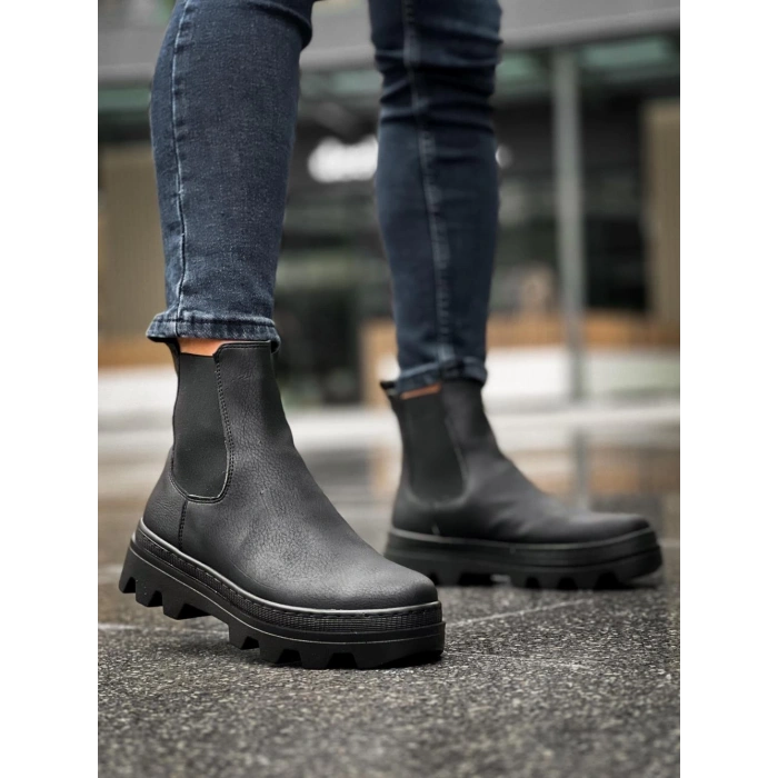 Yüksek Taban Chelsea Bot  Siyah (Siyah Taban)