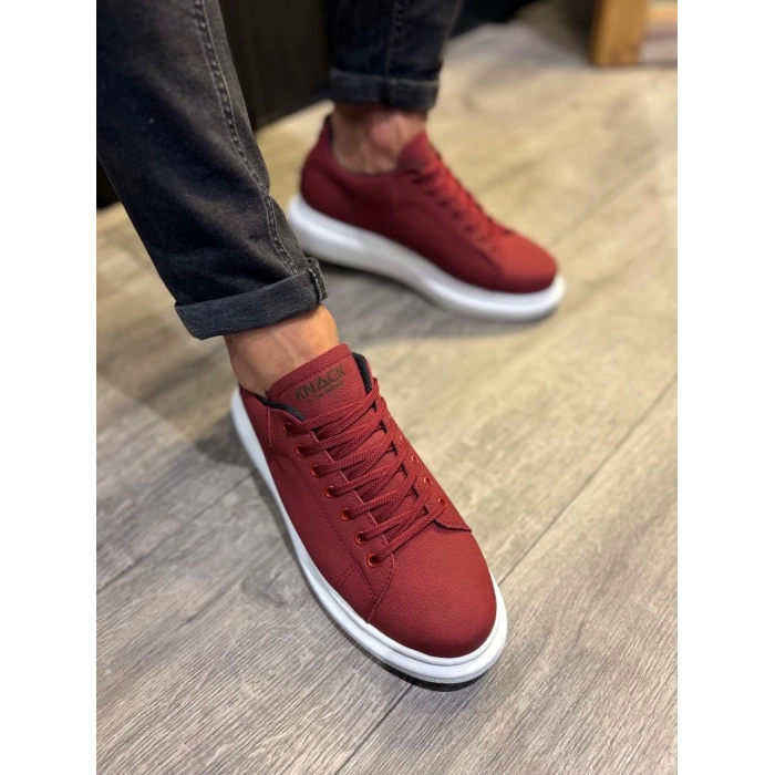 Yüksek Taban Günlük Ayakkabı  Bordo (Beyaz Taban)