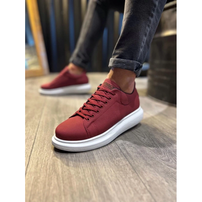 Yüksek Taban Günlük Ayakkabı  Bordo (Beyaz Taban)