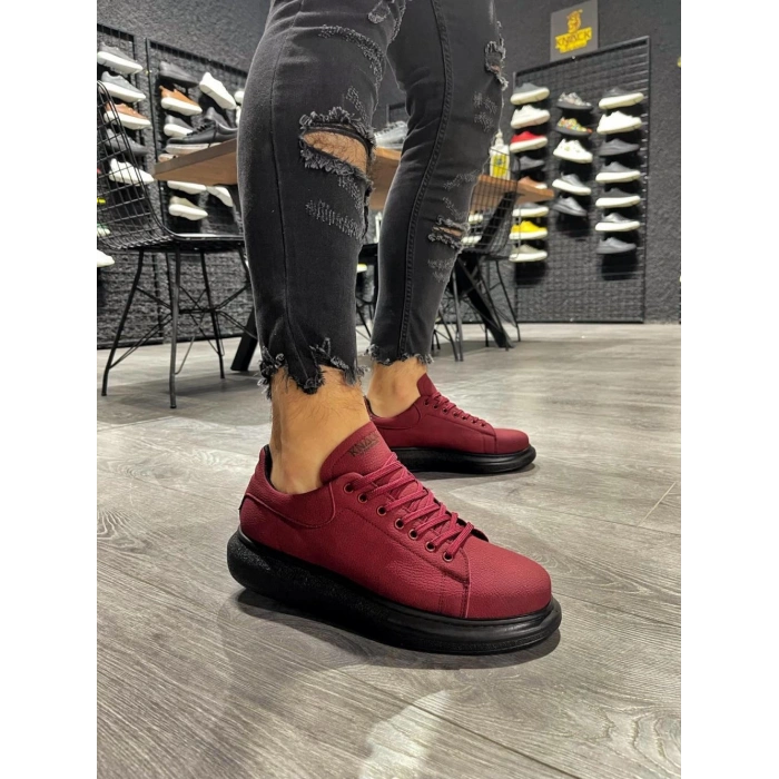 Yüksek Taban Günlük Ayakkabı  Bordo (Siyah Taban)