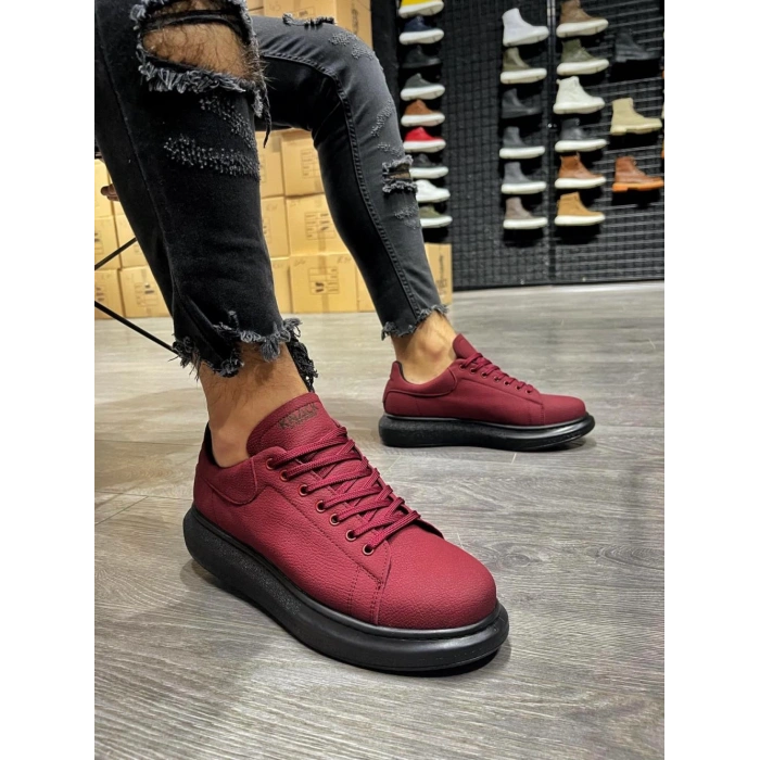 Yüksek Taban Günlük Ayakkabı  Bordo (Siyah Taban)