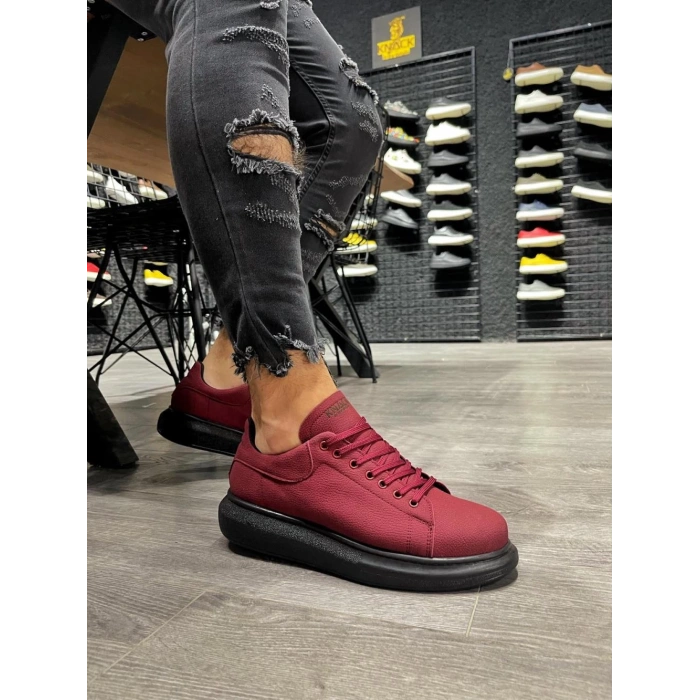 Yüksek Taban Günlük Ayakkabı  Bordo (Siyah Taban)