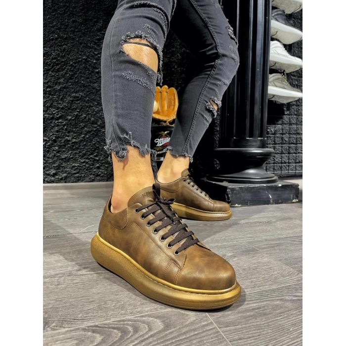 Yüksek Taban Günlük Ayakkabı  Kahverengi (Kahverengi Taban)