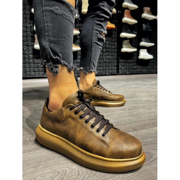 Yüksek Taban Günlük Ayakkabı  Kahverengi (Kahverengi Taban)