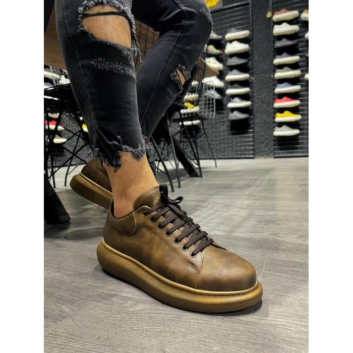 Yüksek Taban Günlük Ayakkabı  Kahverengi (Kahverengi Taban)