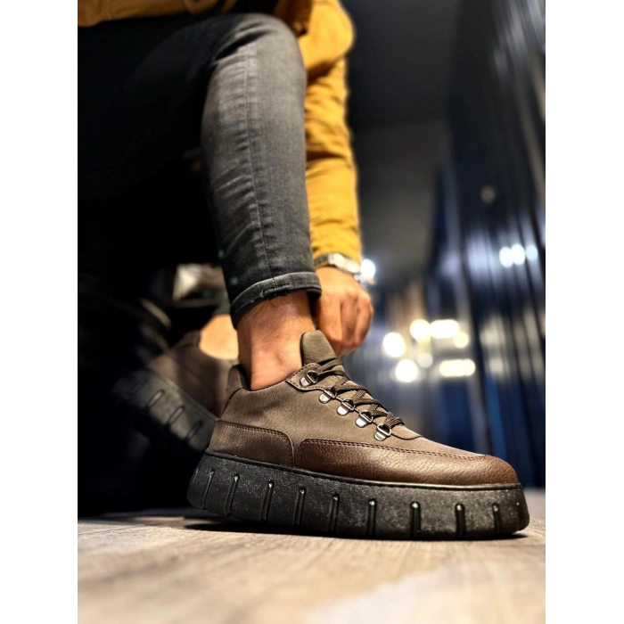 Yüksek Taban Günlük  Ayakkabı  Kahverengi (Siyah Taban)