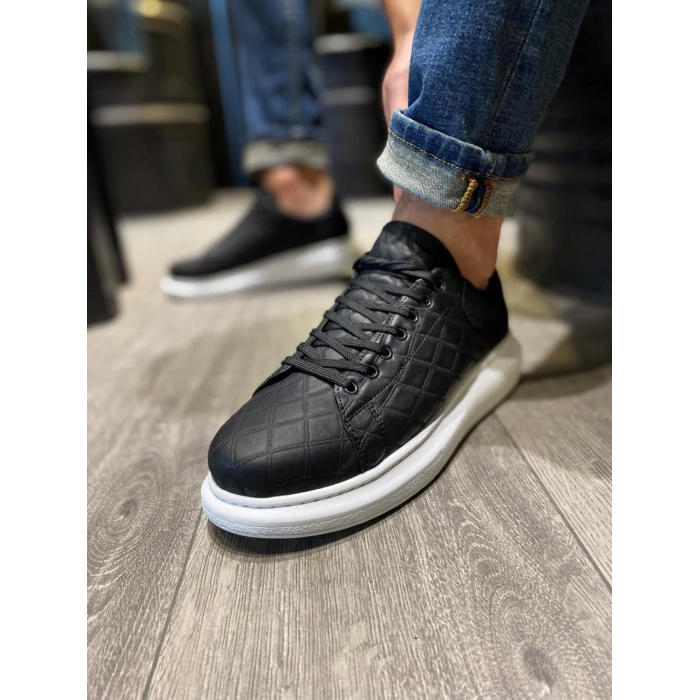 Yüksek Taban Günlük Ayakkabı  KAPİTONE Siyah (Beyaz Taban)