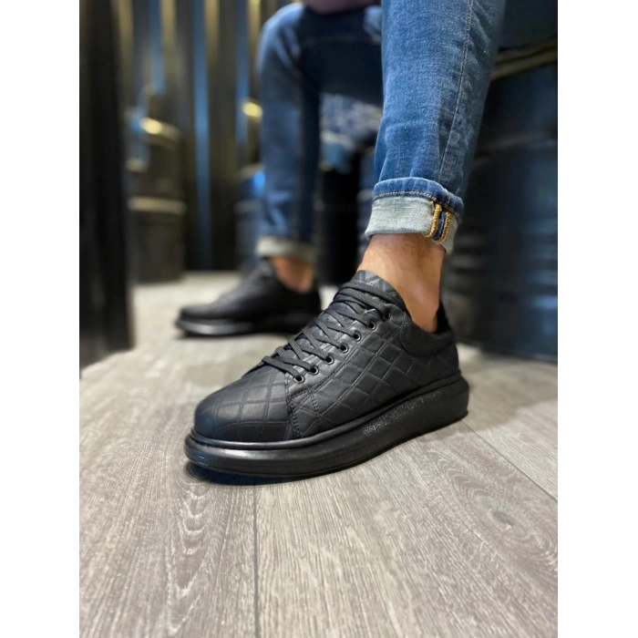 Yüksek Taban Günlük Ayakkabı  KAPİTONE Siyah (Siyah Taban)