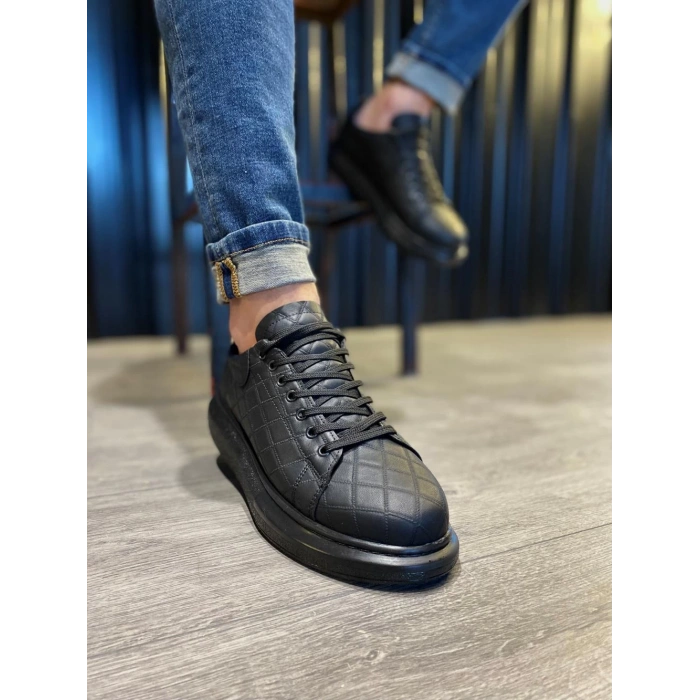 Yüksek Taban Günlük Ayakkabı  KAPİTONE Siyah (Siyah Taban)