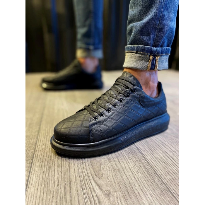 Yüksek Taban Günlük Ayakkabı  KAPİTONE Siyah (Siyah Taban)